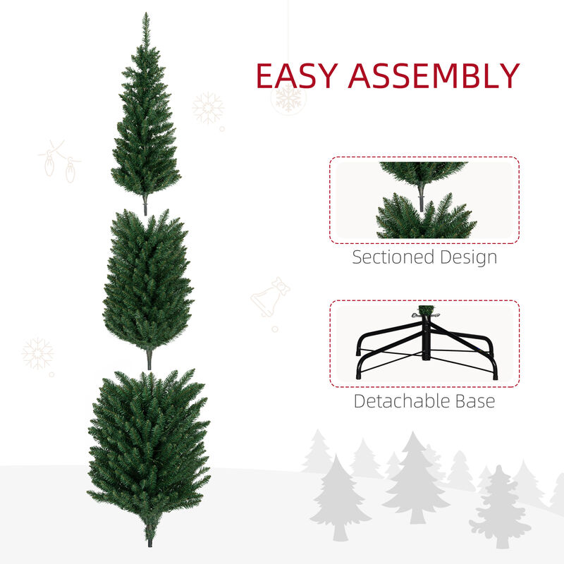 BreeBe 8 ft Prelit Artificial Christmas Tree Skinny Pencil Design with Base image number 6