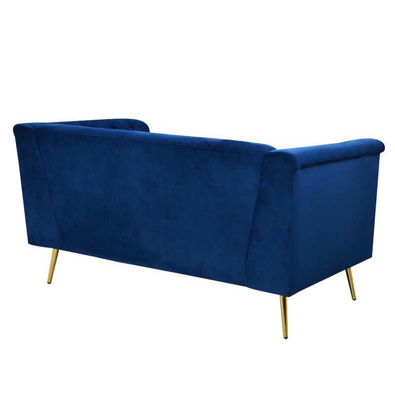 Best Master Furniture Ninian Blue Velvet with Gold Accent Loveseat