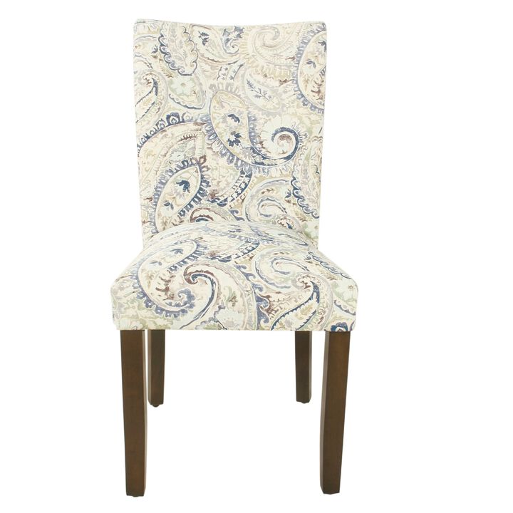 Jax Parsons Dining Chair Set of 2, Cream Blue Velvet Paisley Print