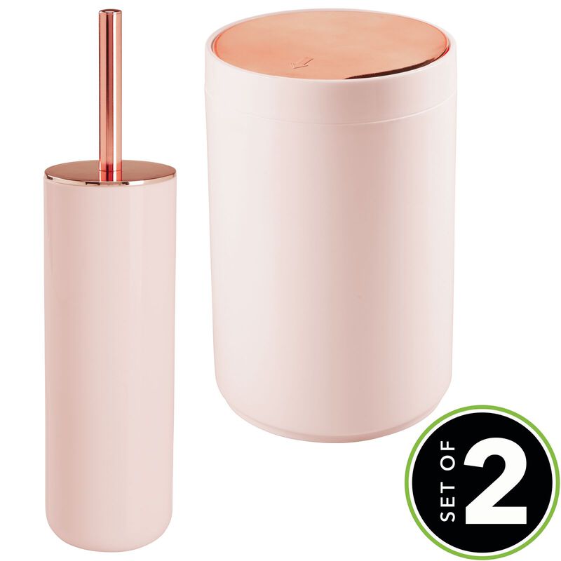 mDesign Toilet Bowl Brush and Wastebasket Combo - Set of 2 - Light Pink/Rose image number 6