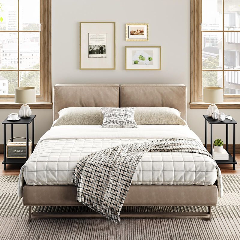 HOOBRO End Table, Small Side Table, Nightstand with 2-Layer Storage Shelves, Sofa Table for Small Spaces, Living Room, Bedroom,