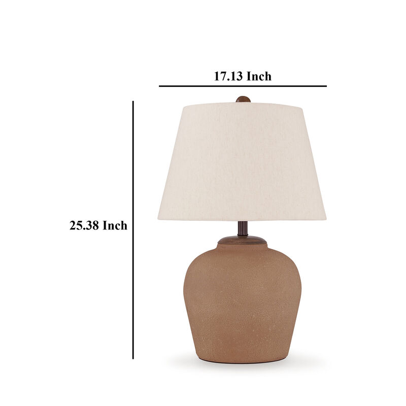 Tery Table Lamp, Empire Hardback Shade, Textured Rust Brown Metal Base - Benzara