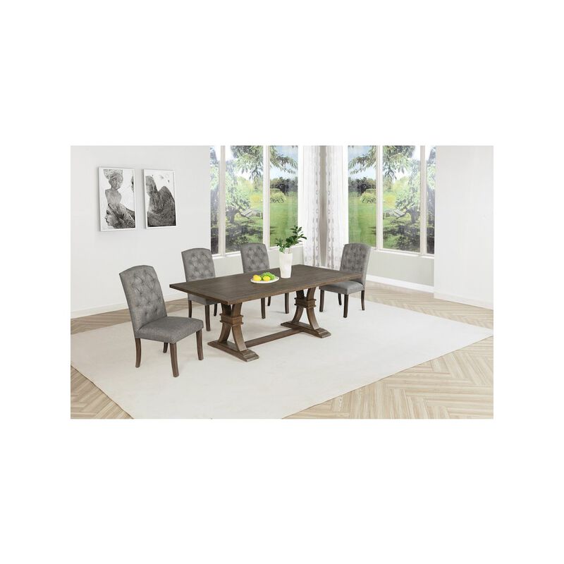 Best Quality Furniture 5 Piece Traditional Dining With Dark Grey Dining Chairs