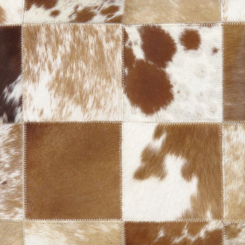 Pasargad Home Safari Checkered Brown Cowhide Throw Pillow image number 2