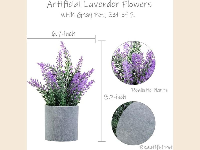 2 Pack Lavender Artificial Flowers Home Decor Plant Pots Purple image number 2