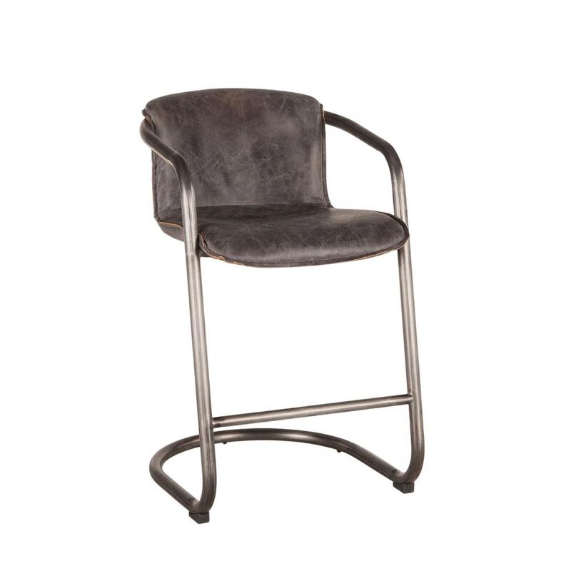 Starlight Canyon Home Leather Upholstered Counter Stool with Footrest,Bar Chairs, Brushed Nicel image number 2