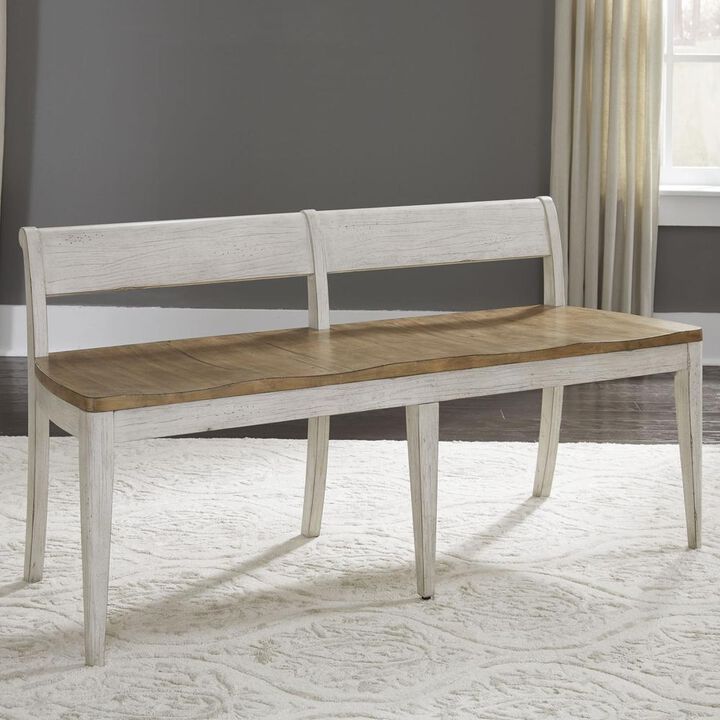 Liberty Furniture Farmhouse Reimagined Bench (RTA) in Antique White w/ Chestnut Top
