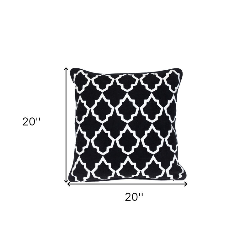 HomeRoots 20" Black and White Geometric Cotton Throw Pillow image number 4