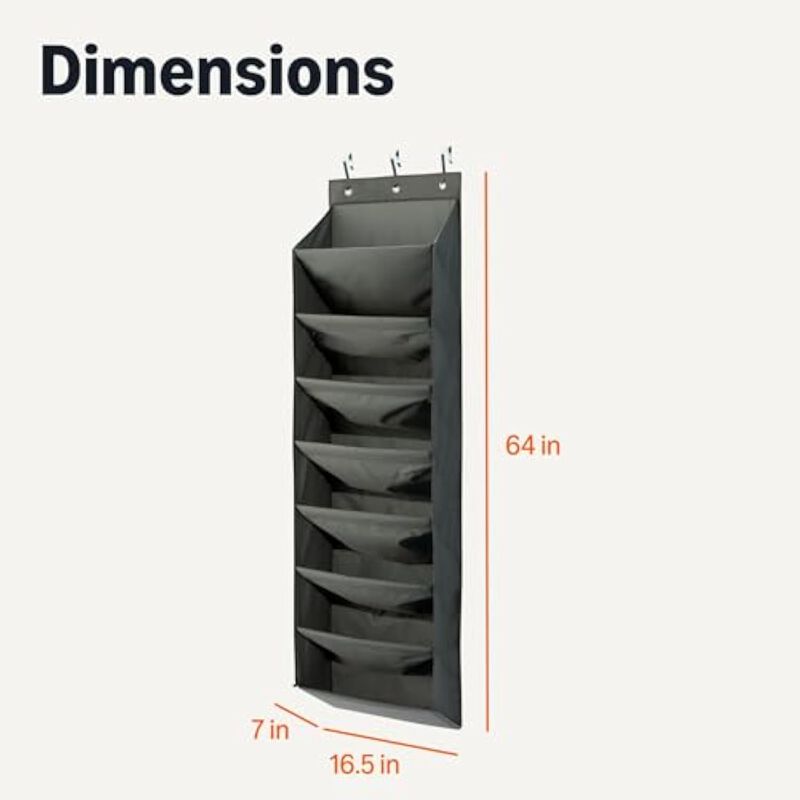 Over Door Shoe Organizer 8 Tier Closet Storage Grey Large Capacity image number 3