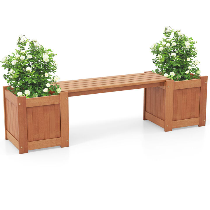 Hardwood Planter Box with Bench for Garden Yard Balcony