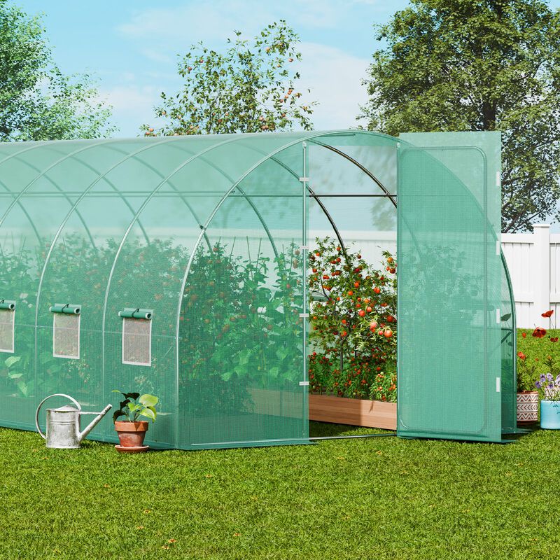 Galvanized Frame Walk-In Greenhouse with All-Weather PE Cover for Plants and Seedlings