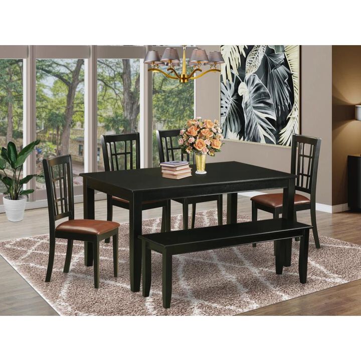 6 PC Kitchen nook Dining set - Kitchen Table and 4 Dining Chairs plus Bench