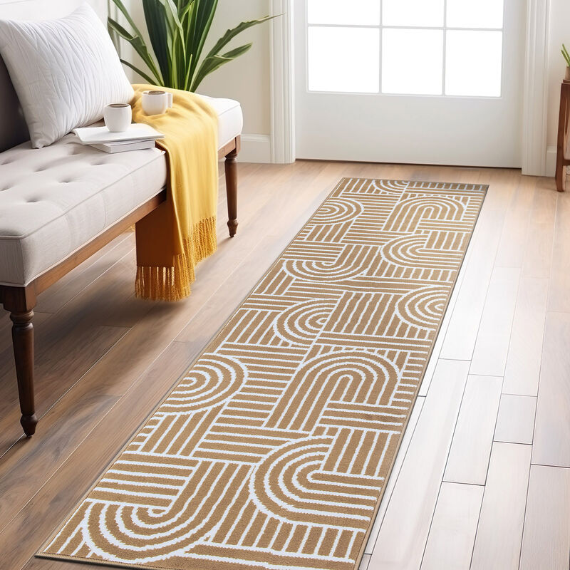 World Rug Gallery Contemporary Stripe Arch Design Area Rug:  Stain & Fade-Resistant,  Low Pile,  Pet Friendly image number 9
