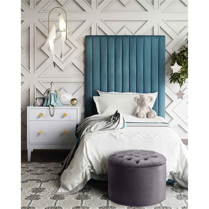 Tov Furniture Queen Grey Velvet Storage Ottoman