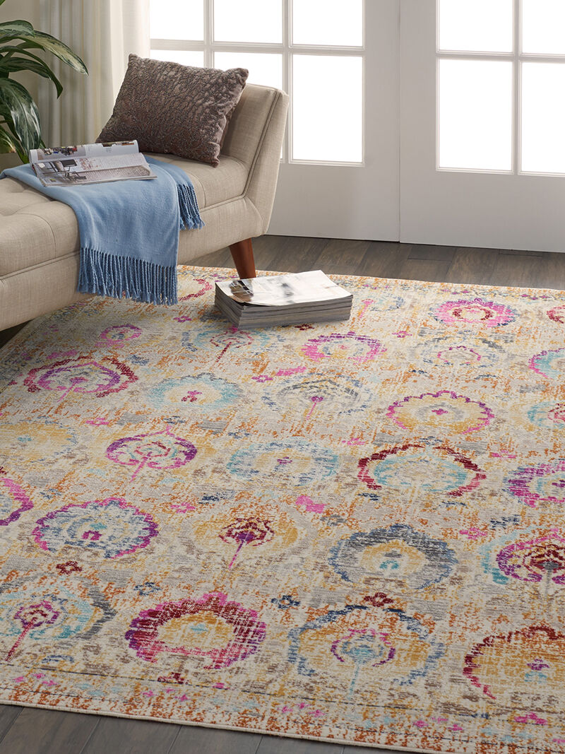 Vintage Kashan VKA04 Ivory/Multicolor 4' x Round Rug