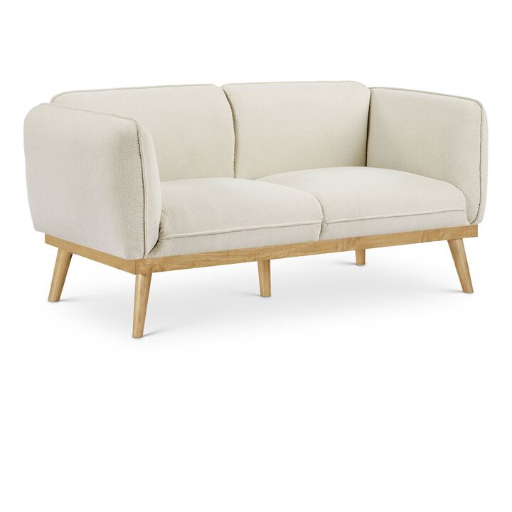 Meridian Furniture Nolita Cream Boucle Fabric Loveseat