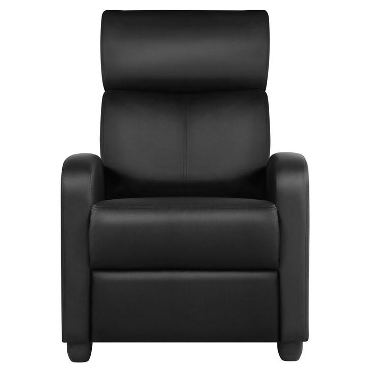 Black High Density Faux Leather Push Back Recliner Chair