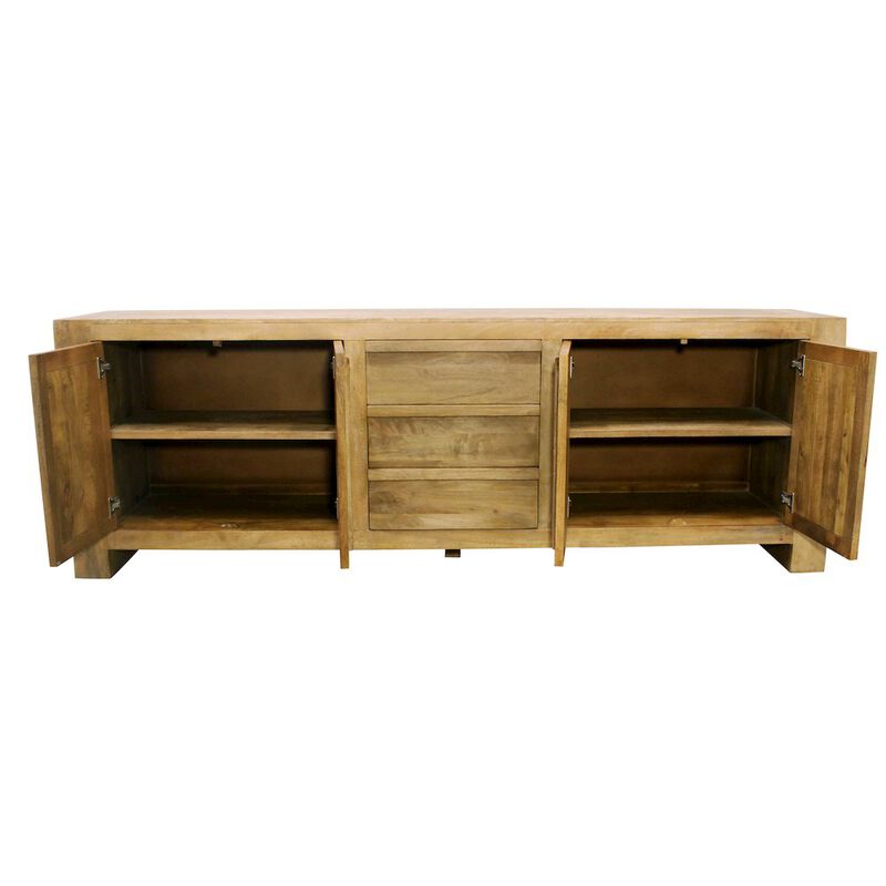 Mid-Century Jaden Sideboard 3 Drawers, 4 Doors in Distressed Natural