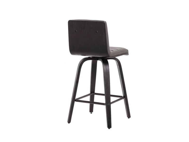 Leatherette Counter Height Bar Stool with Horizontal Stitching, Gray-Benzara image number 4