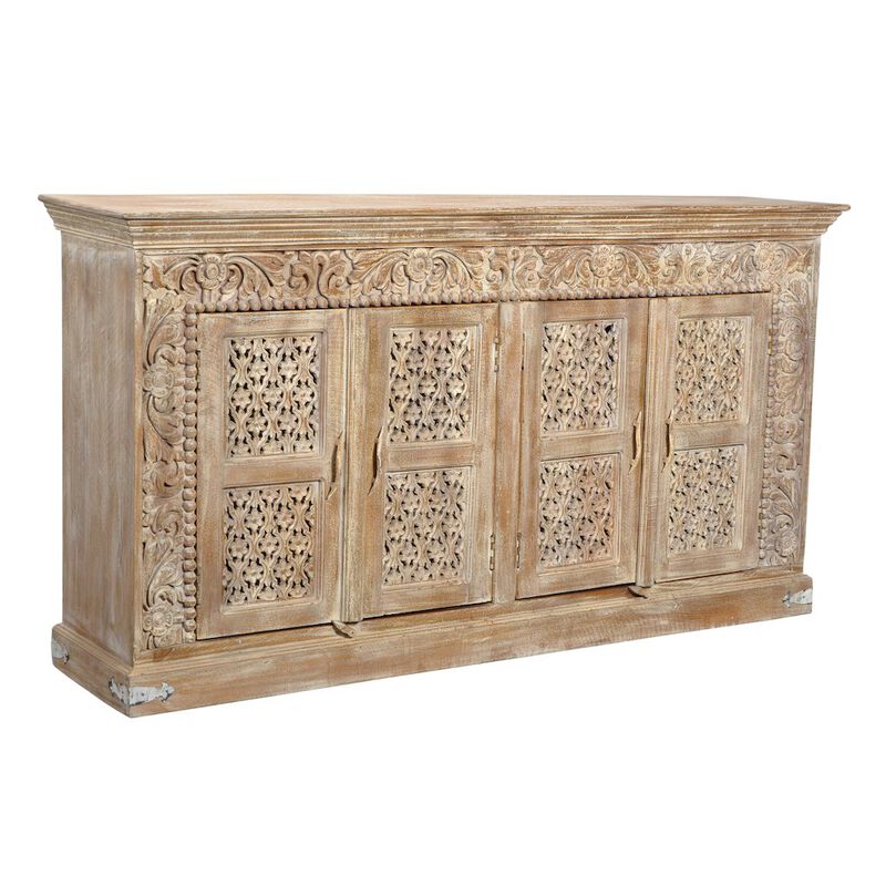 Alex Hamilton Carter Toro 4-Door Carved Sideboard in Natural