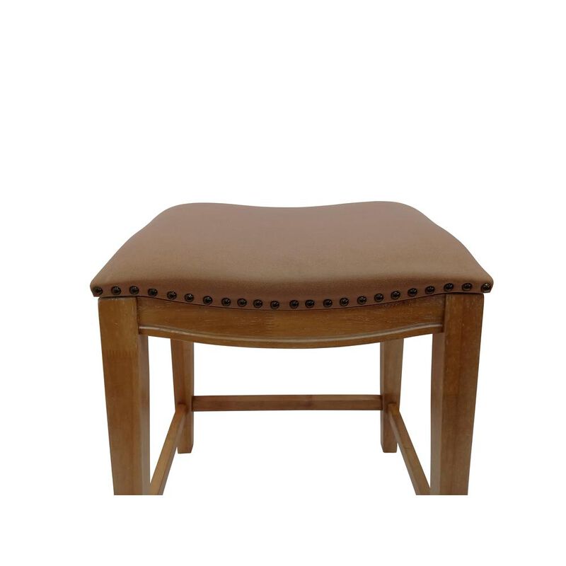 Carolina Living 25 Saddle Counter Stool - Set of 2 - Natural Oak - Saddle Brown Upholstery