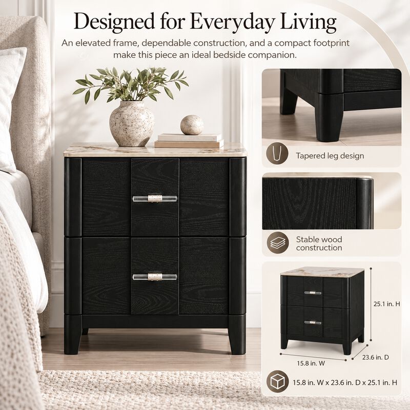 Wynavere Porcelain-Top 2-Drawer Nightstand image number 6
