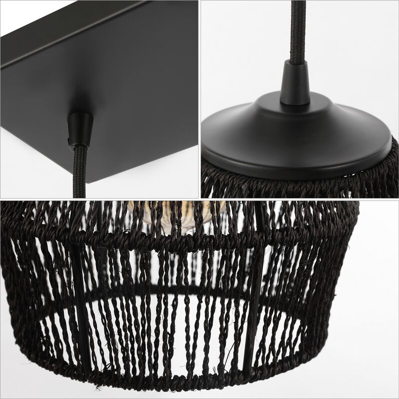 Ibiza 3-Light Woven Rope/Metal Bohemian Coastal LED Linear Pendant