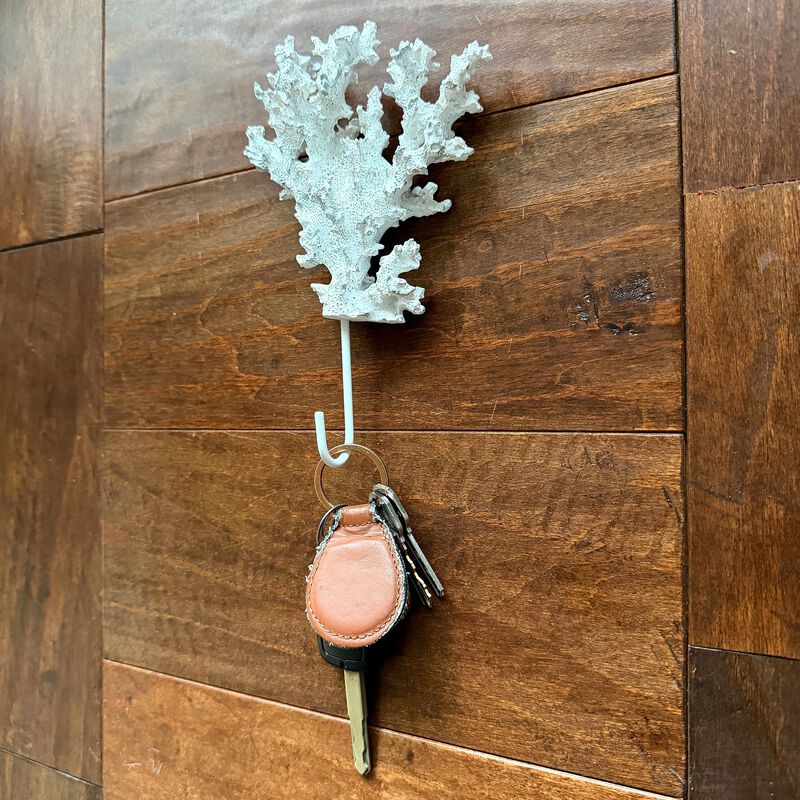 Decorative Coral Wall Hook White Silver 725 In Resin Metal Key Hook image number 7