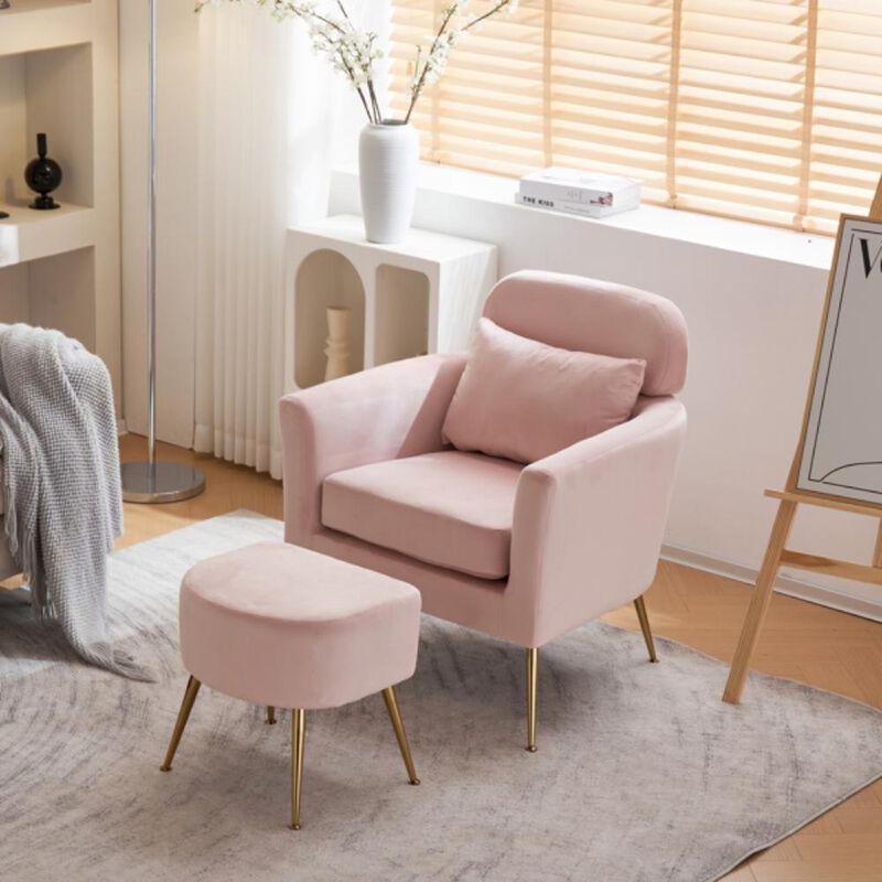 Single Leisure Chair with Footrest & Pedals Cozy Flannelette Upholstered Indoor Lounge Chair