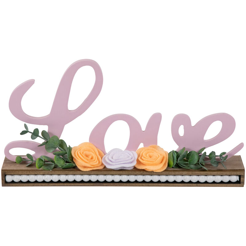 Love with Flowers Wooden Valentine's Day Sign - 11.25"