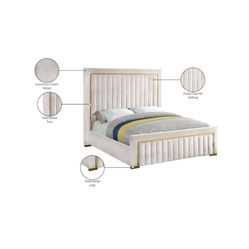 Meridian Furniture Dolce Cream Velvet King Bed