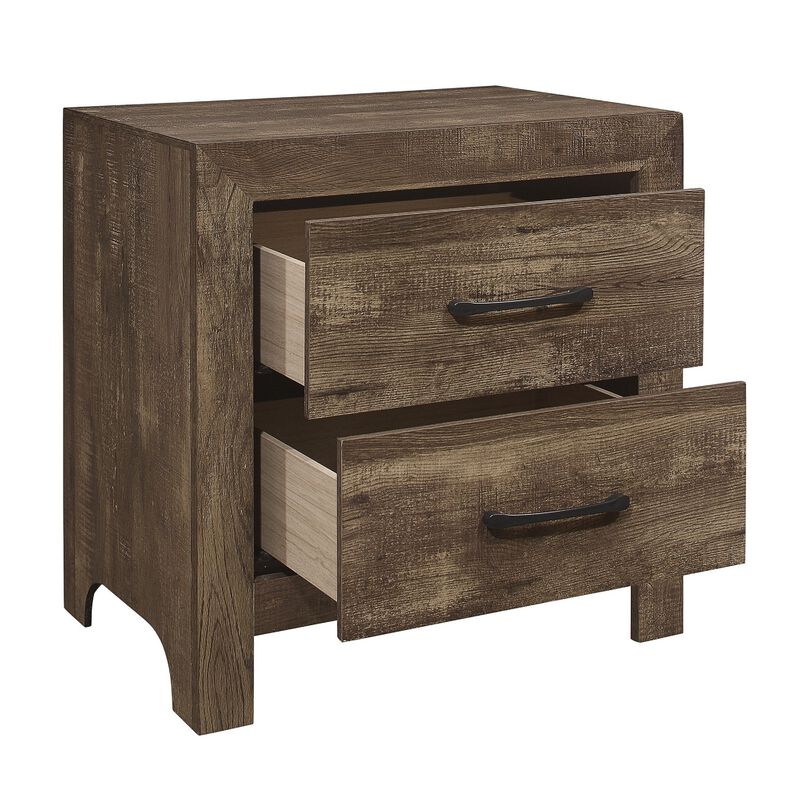 Queen Size Bedroom Set, Brown Finish, Panel Design, 5-Piece Set with Bed, 2 Nightstands, Dresser and Chest image number 4