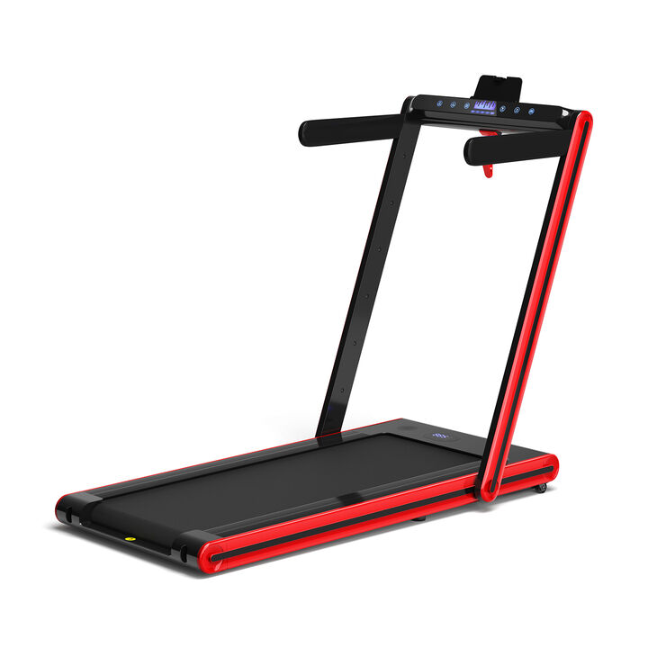 2 in 1 Portable Folding Treadmill with Dual LED Display for Walking and Exercise