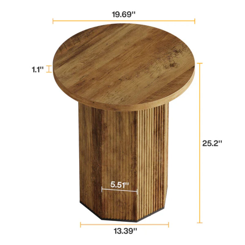 Narrow Round End Table, Side Table Nightstand with Stable Pedestal image number 2