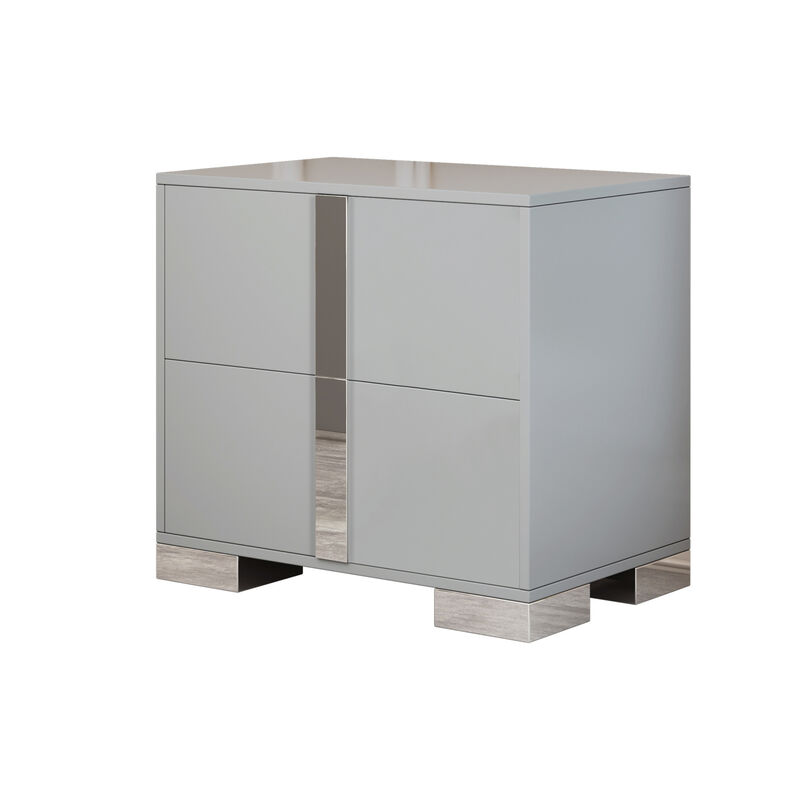 GOODSILO 2-Drawer Mirrored Nightstand Sturdy Bedside Table with Metal Feet Spacious Storage for Bedroom Living Room End Table Home Furniture Piece image number 4