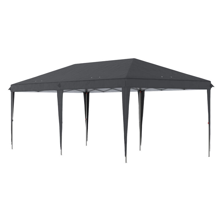 Outsunny 10' x 20' Pop Up Canopy Tent, Heavy Duty Tents for Parties, Outdoor Instant Gazebo Sun Shade Shelter with Carry Bag, for Catering, Events, Wedding, Backyard BBQ, Black