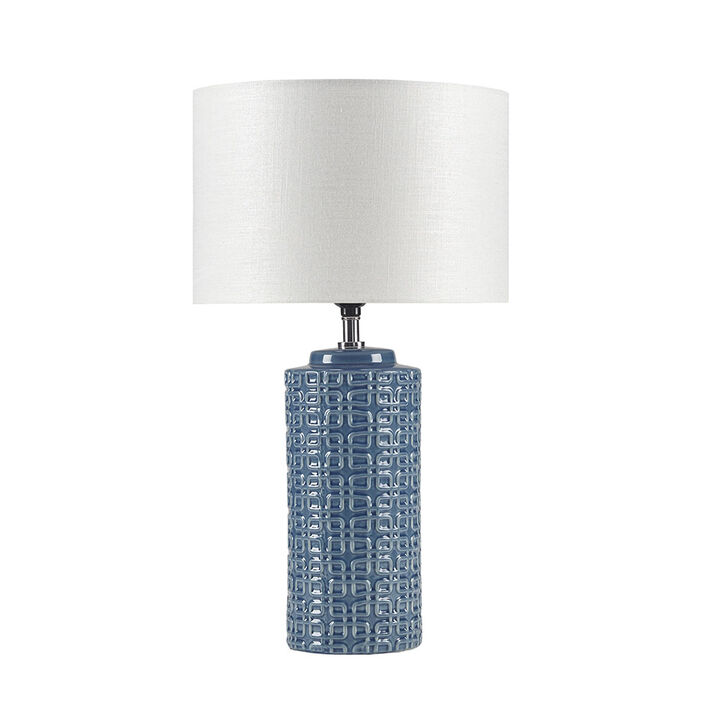 Gracie Mills Litzy Blue Geometric Ceramic Table Lamp