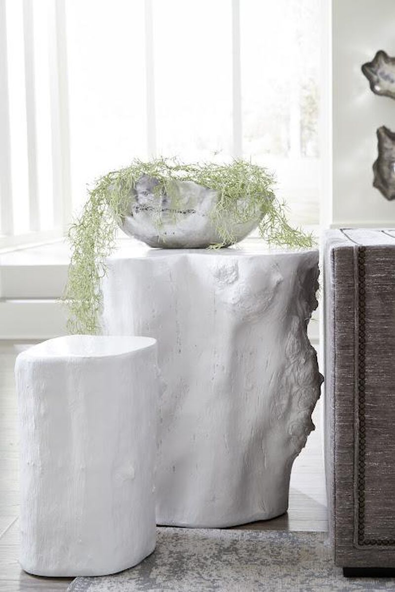 Log White Side Table