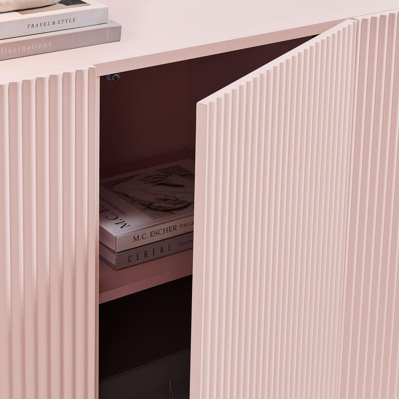 Dahlia 55" Fluted Sideboard Cabinet in Soft Pink image number 4