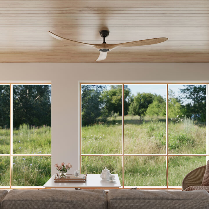 FUFU&GAGA 72-Inch Indoor Ceiling Fan with Light, Natural Paulownia Wood Blades, 40W DC Motor, 6 Speeds, 1/4/8H Timer (US Standard)