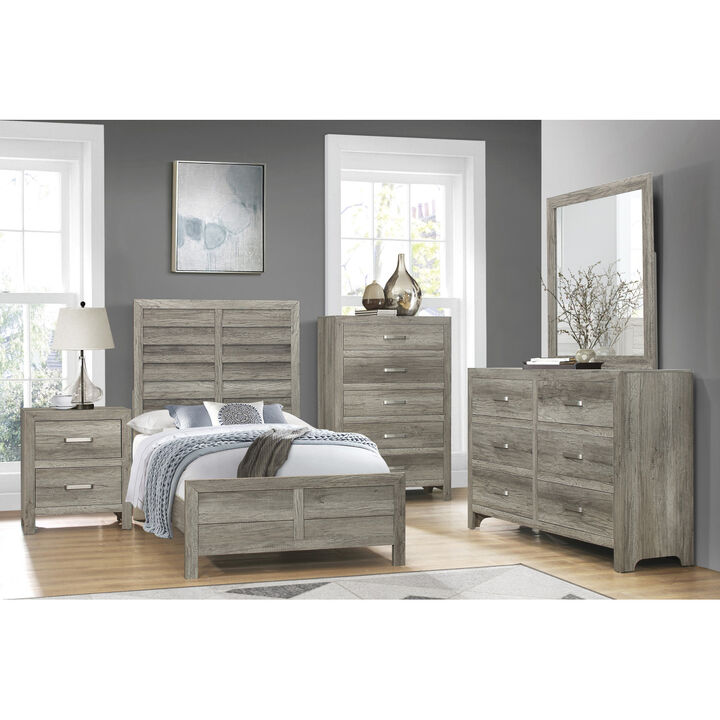 Transitional Aesthetic Weathered Gray Finish Chest with Drawers Storage Wood Veneer Rusticated Style Bedroom Furniture