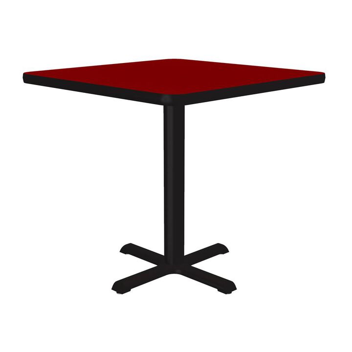 Correll Table Height Deluxe High-Pressure Café and Breakroom Table 30x30, SQUARE RED BLACK