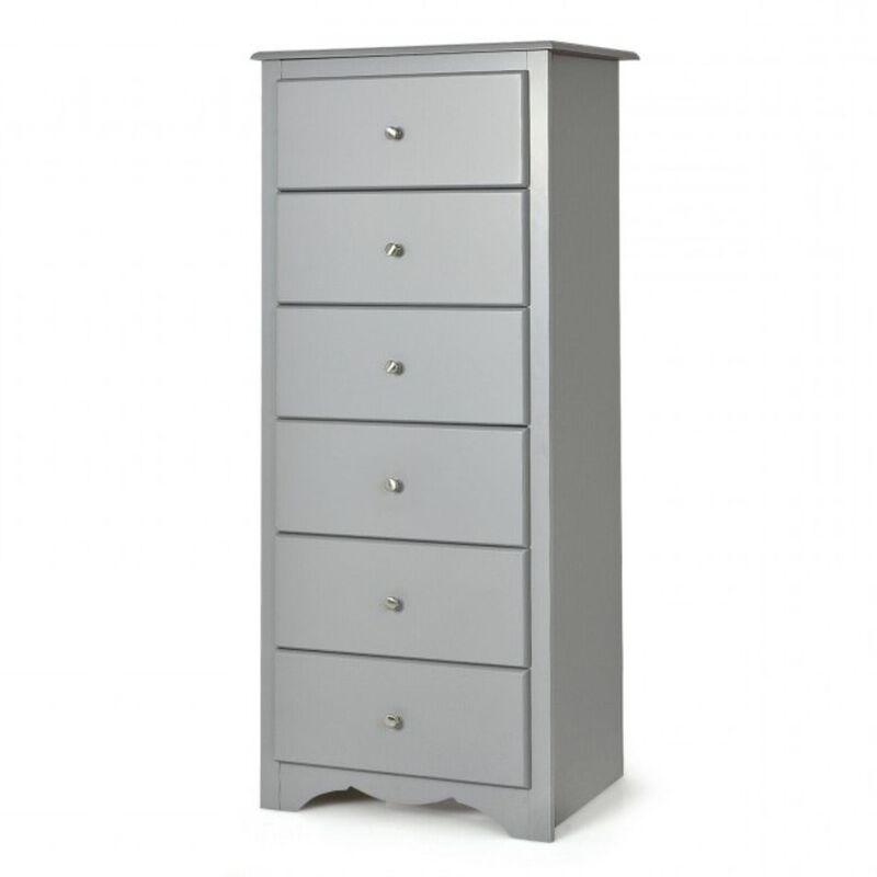 Hivvago Modern Grey 6 Drawer Tall Wood Dresser Chest