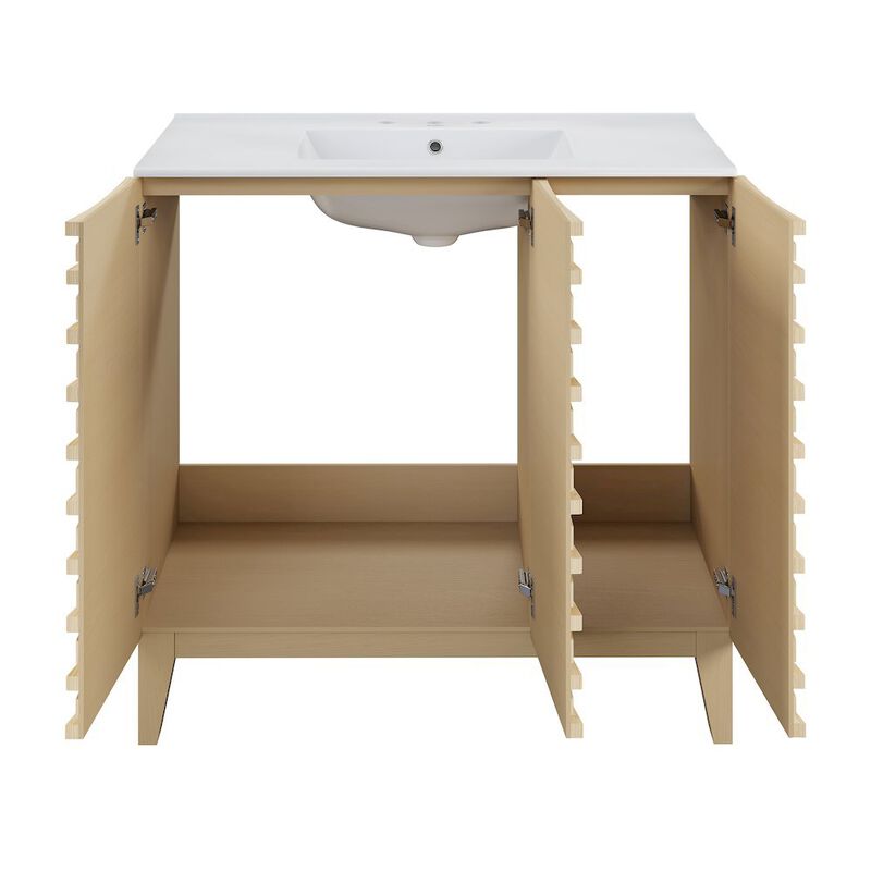 Swiss Madison Cascade 36 in. Bathroom Vanity with 3-Hole Ceramic Sink Top image number 4