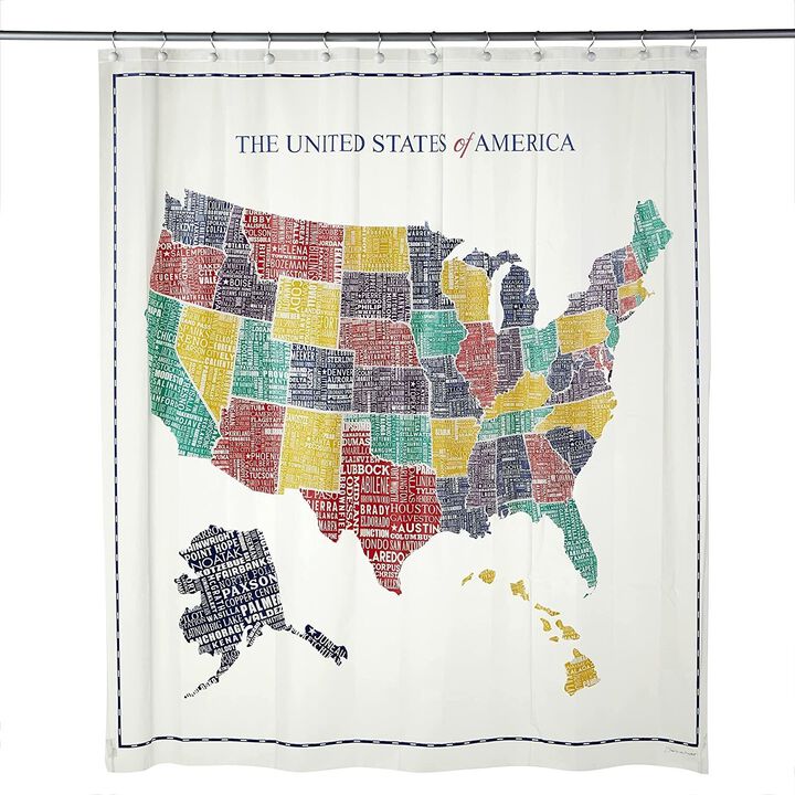 SKL Home United States Map Shower Curtain Multi Color 70" x 72"