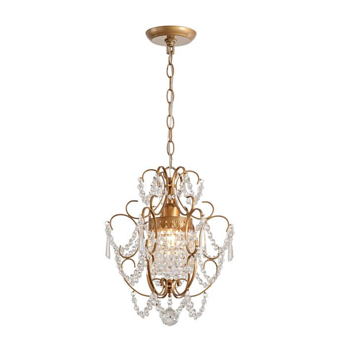 Dalia Glam 1 Light Brushed Brass Mini Crystal Chandelier