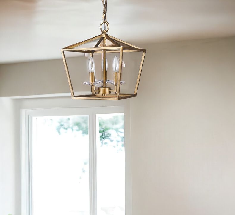 Hivvago Kennedy 3-Light Antique Gold Pendant With Crystal Bobeches