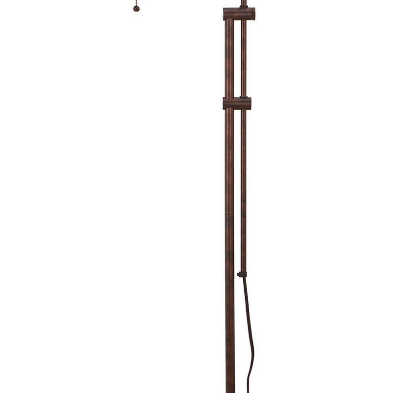 Metal Rectangular Floor Lamp with Adjustable Pole, Bronze-Benzara