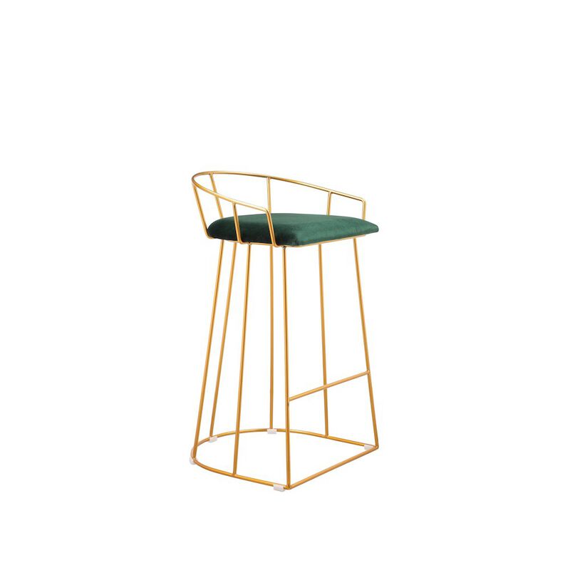 Pangea Home Jillian Gold Counter Stool Green Velvet