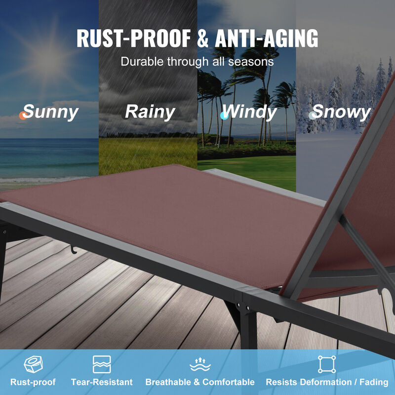 5-Position Chaise Lounge Chair &ndash; Adjustable Outdoor Recliner for Patio, Garden, Pool, or Deck